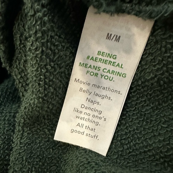 Aerie Medium Oversized Cotton pullover green sweatshirt hoodie - Picture 6 of 7